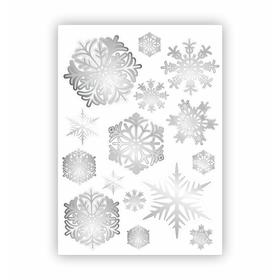 Набор автомобильных наклеек "Снежинки", белый, серебрянный, лист, 25 х 17,5 см