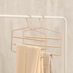 Вешалка для брюк и юбок SAVANNA Wood, 3 перекладины, 37×32×1,1 см, цвет розовый