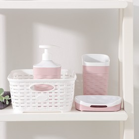 Набор для ванной комнаты REEF, 4 предмета (дозатор, мыльница, стакан, корзинка), цвет МИКС