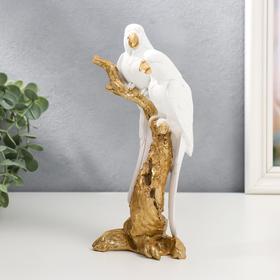 Сувенир полистоун "Белые попугаи Ара на золотом дереве" 23х6,5х12 см