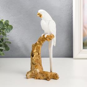 Сувенир попугай на дереве"20см белый/золото