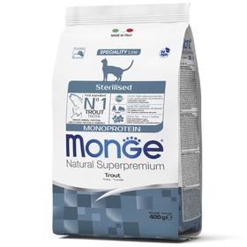 Сухой корм Monge Cat Speciality Line Monoprotein Sterilised для кошек, форель, 400 г