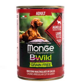 Влажный корм Monge Dog BWild GRAIN FREE для взрослых собак, ягненок/тыква/кабачки, 400 г