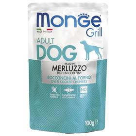 Влажный корм Monge Dog Grill для собак, треска, пауч, 100 г