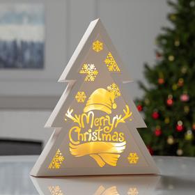 Фигура светодиодная из картона "Елка. Merry Christmas", 27х22.5х5 см, ААА*2, 10LED, Т/БЕЛЫЙ   688618