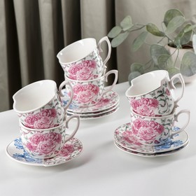 Сервиз чайный «Дабл», 6 чашек 240 мл, 10,5×8×6,5 см, 6 блюдец d=13,5 см