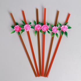 Трубочки для коктейля «Ярко-розовый цветок» набор 6 шт., цвет МИКС