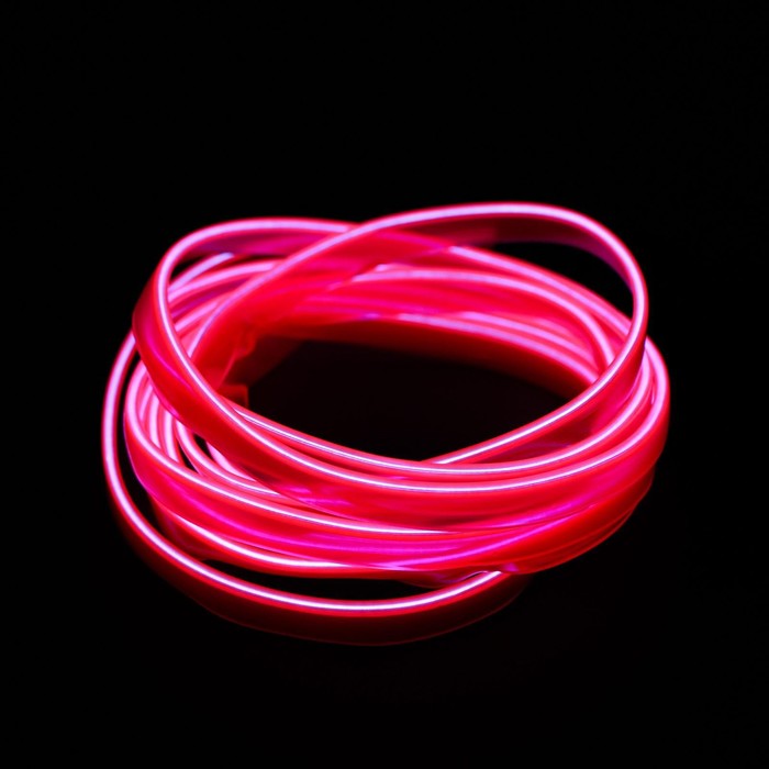 Неоновая нить Cartage для подсветки салона, адаптер питания 12 В, 2 м, розовый - фото 800229902