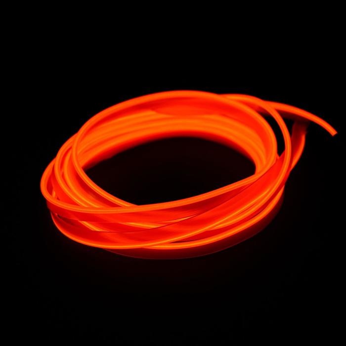 Неоновая нить Cartage для подсветки салона, адаптер питания 12 В, 2 м, оранжевый - фото 800229918