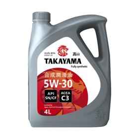 Масло Takayama 5W-30 API SN/СF C3, синтетическое, пластик, 4 л 7446783