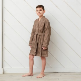 Халат вафельный детский Крошка Я "Boho" размер 32 (110-116 см) цвет мокко, 100% хлопок 290 г/м2