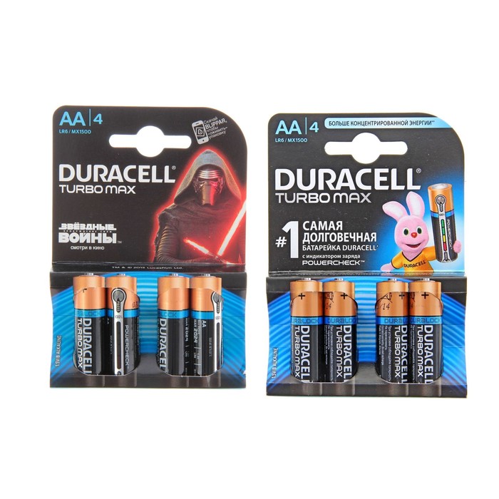 Батарейка алкалиновая Duracell Turbo Max, AA, LR6-4BL, блистер, 4 шт.