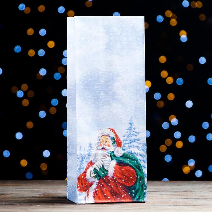 Пакет бумажный фасовочный "Дед Мороз", 10 х 26 х 7 см - фото 3762456