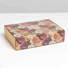 Коробка складная крафтовая «Цветы», 21 × 15 × 5 см