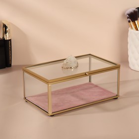 Органайзер для косметических принадлежностей «Crystal Glass», с крышкой, 1 секция, 17 × 11,5 × 10 см, цвет прозрачный/медный/розовый