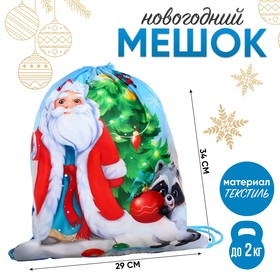 Мешок под сладости "Дед мороз", размер 290 х 340 мм, голубой