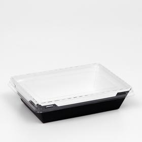 Упаковка, салатник с прозрачной крышкой, черный,  16,5 х 12 х 4,5 см, 0,5 л (25 шт)