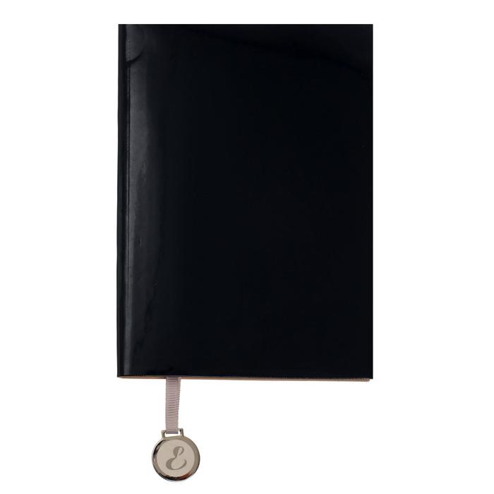 Записная книжка А6, 80 листов в линейку "Лак", интегральная обложка, искусственная кожа, тонированный блок 70г/м2, чёрный