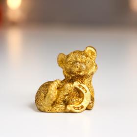 Сувенир полистоун "Золотой тигрёнок с золотыми монетами" МИКС 4,2х3,5х3,5 см - фото 10366022