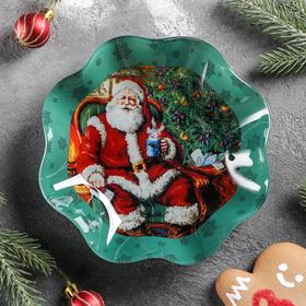 Салатник стеклянный Доляна «Счастливый Санта», 400 мл, d=19 см