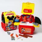 Набор строителя с инструментами игровой "чемоданчик" рюкзак с инструментами, Микки Маус - фото 1718204