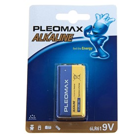 Батарейка алкалиновая Pleomax, 6LR61-1BL, 9В, крона, блистер, 1 шт.