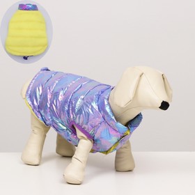 Куртка для собак двухсторонняя с утяжкой, размер 10 (ДС 25, ОГ 34,ОШ 24),фиолетовая/жёлтая