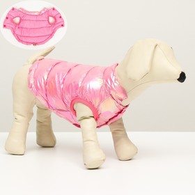 Куртка для собак двухсторонняя с утяжкой, размер 10 (ДС 25 см, ОГ 34 см, ОШ 24 см),розовая