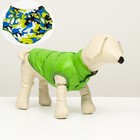 Куртка для собак двухсторонняя с принтом,  размер 8 (ДС 23 см, ОГ 30, ОШ 22 см), зелёная - фото 800247842