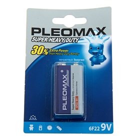 Батарейка солевая Pleomax Super Heavy Duty, 6F22-1BL, 9В, крона, блистер, 1 шт.