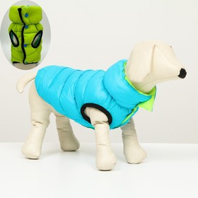 Куртка для собак двухсторонняя, M45 (ДС 42 , ОШ 37 , ОГ 62 ),  бирюзовая/салатовая