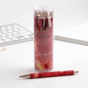 Ручка пластик «Красные цветы», синяя паста, фурнитура розовое золото, 0,7 мм цена за 1 шт в Донецке