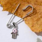 Булавка-оберег "Рука Хамса" с глазом, 3,5см, цвет розовый в серебре - фото 800250453