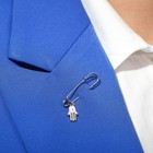 Булавка-оберег "Рука Хамса" с глазом, 3,5см, цвет розовый в серебре - фото 802723457