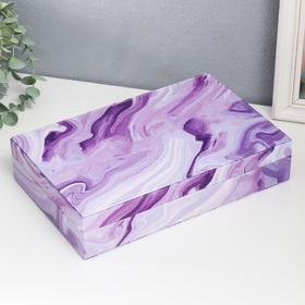 Шкатулка кожзам для украшений "Мрамор фиолет" 5,5х29х18,5 см