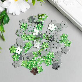 Декор для творчества пластик 1 прокол "Стразы цветок. Зелёный" набор 150 шт 1,2х1,2 см