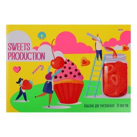Альбом для рисования А4, 20 листов на скрепке "Страна сладостей", обложка мелованный картон, блок 100 г/м²