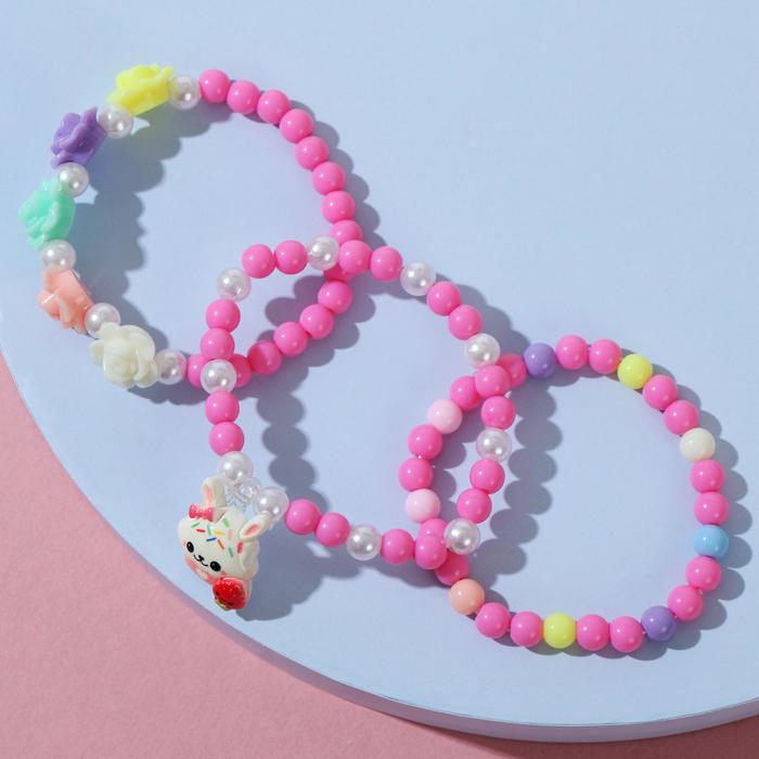 Набор детских браслетов "Выбражулька" трио, зайчик, цветные - фото 3623543