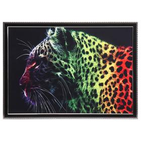 Картина велюр "Неоновый гепард" 50х70 (53х73)см