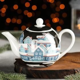Чайник фарфоровый заварочный Magistro «Новый год. Домик», 800 мл
