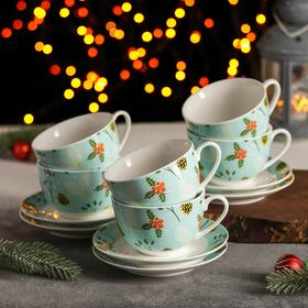 Сервиз чайный 12 предметов Magistro «Новый год. Шишки», чашка 280 мл, блюдце d=15 см
