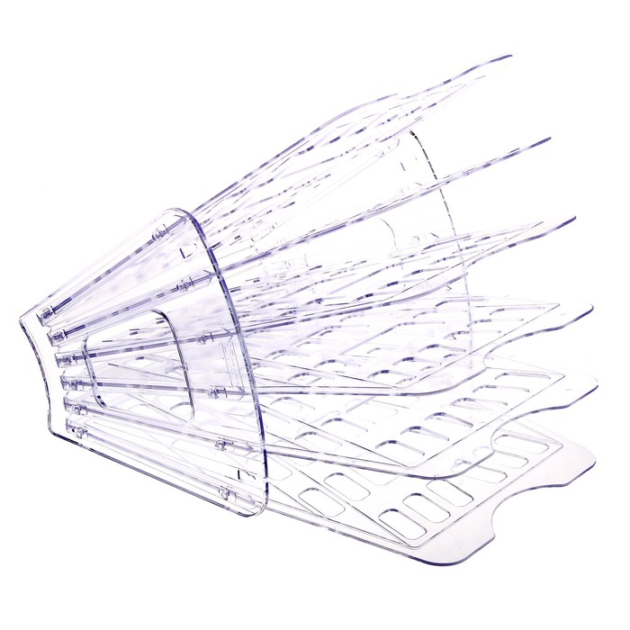 Лоток-веер для бумаг 6 секций, 5 отделений, прозрачный