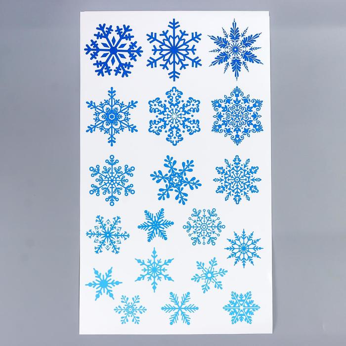 Декоративная наклейка "Снежинки" белый фон 30х50 см