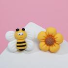 Серьги ассорти "Пчёлка и цветочек" миленькие, цвет жёлто-белый - фото 3633251