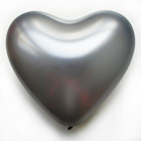 Шар латексный 12", хром сатин, платина, сердце, набор 5 шт.