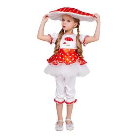 Карнавальный костюм «Мухомор», платье, панталоны, шапка, размер 110-56