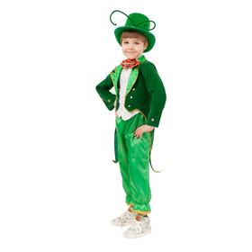 Карнавальный костюм «Кузнечик», фрак, брюки, цилиндр с усиками, бабочка, размер 110-56