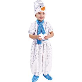 Карнавальный костюм «Снеговик», комбинезон, шапка, башмачки, ведро, размер 104-52