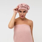 Набор для бани и ванной Этель «Вафля» полотенце 70*140 см+чалма 21*25 см, цв.розовый - фото 800330591