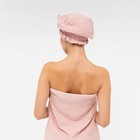 Набор для бани и ванной Этель «Вафля» полотенце 70*140 см+чалма 21*25 см, цв.розовый - фото 800330594